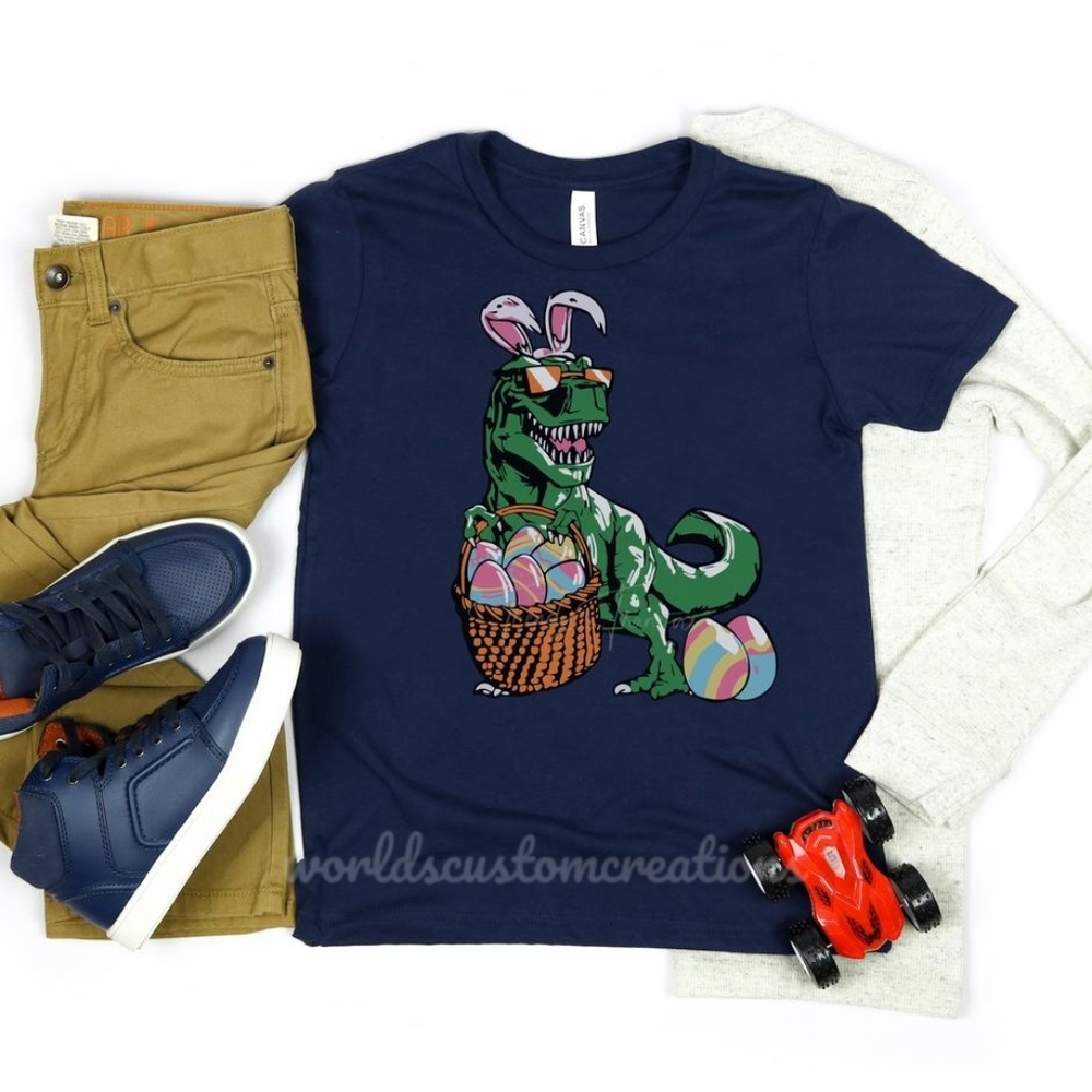 Boys dinosaur T-rex Easter Bunny tee 🦖🦖 - Picture 1 of 2